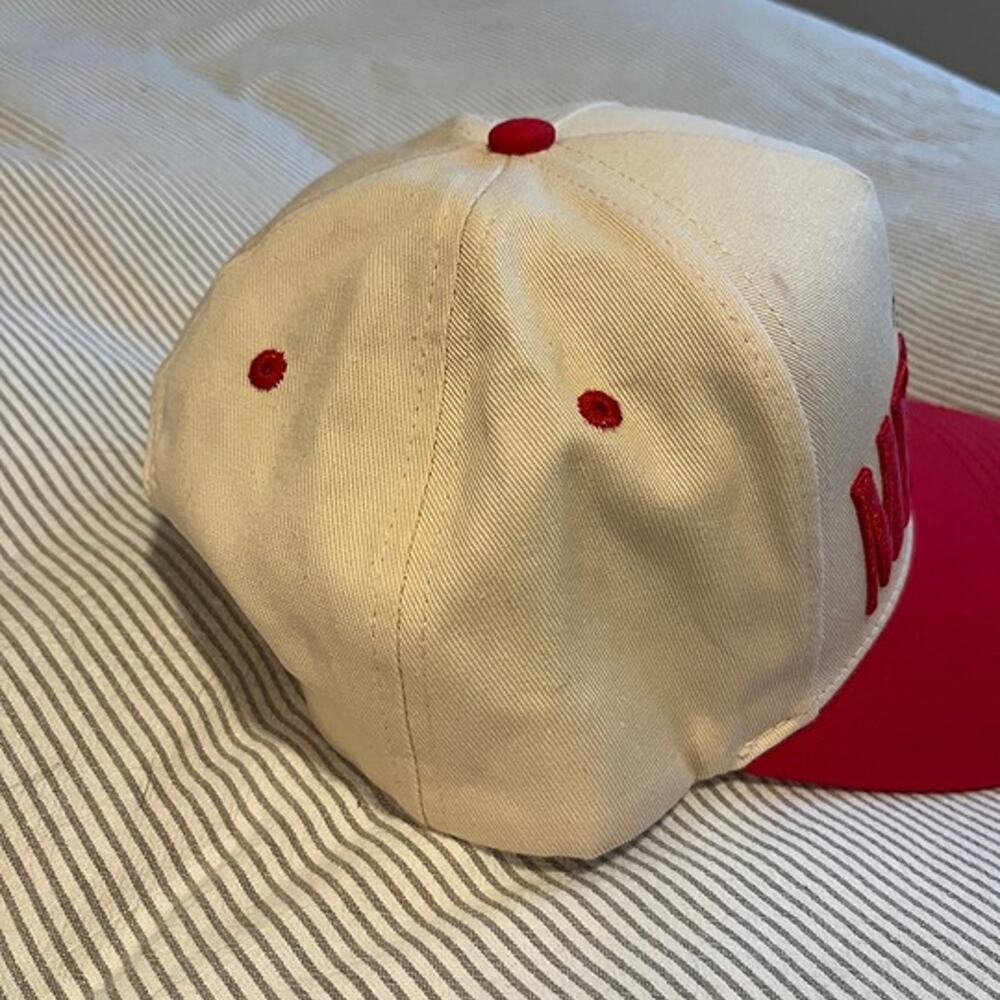 Water MELONS Mela Accessories Hat Adjustable Snapback Tan Red Cap One Size - Picture 3 of 5